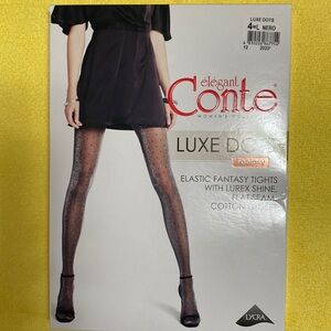 Elastic fantasy tights with lurex shine flat seam cotton gusset new size 4